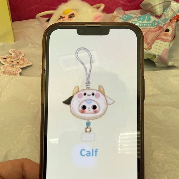 Cute White and Black Plush Phone Strap - Picture 7 of 13